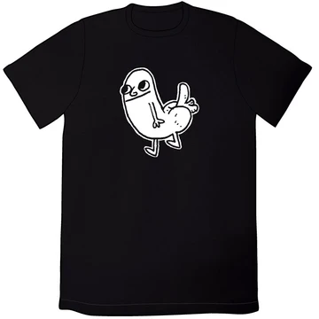 Black T-shirt with K.C. Green's original Dickbutt drawing